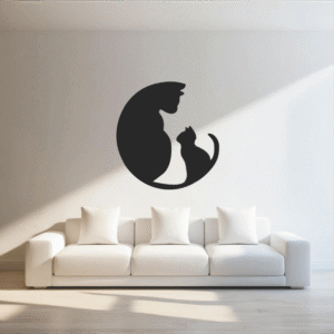 Aplique decorativo MDF gatos en círculo para pared de living
