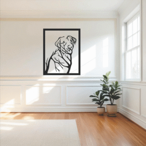 Aplique decorativo MDF perro labrador en marco para pared de living