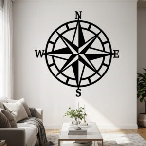 Aplique decorativo de rosa de los vientos en MDF para pared, diseño náutico y moderno ideal para hogares y oficinas - Framideco