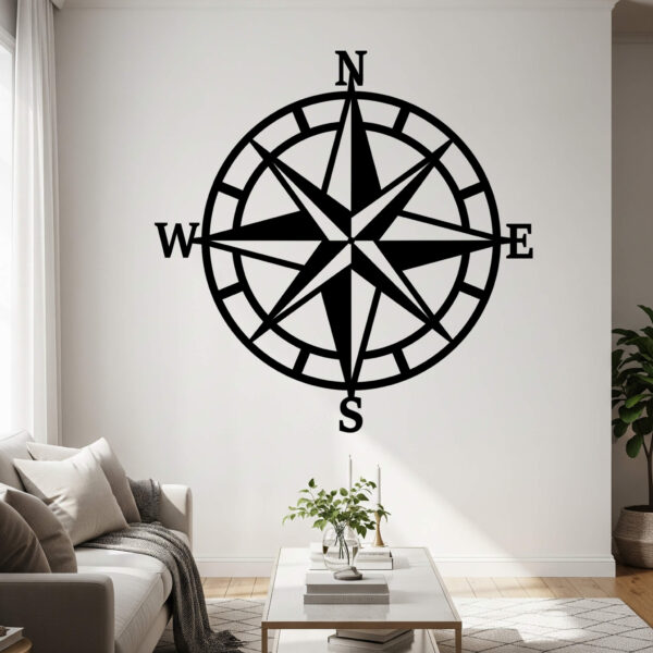 Aplique decorativo de rosa de los vientos en MDF para pared, diseño náutico y moderno ideal para hogares y oficinas - Framideco